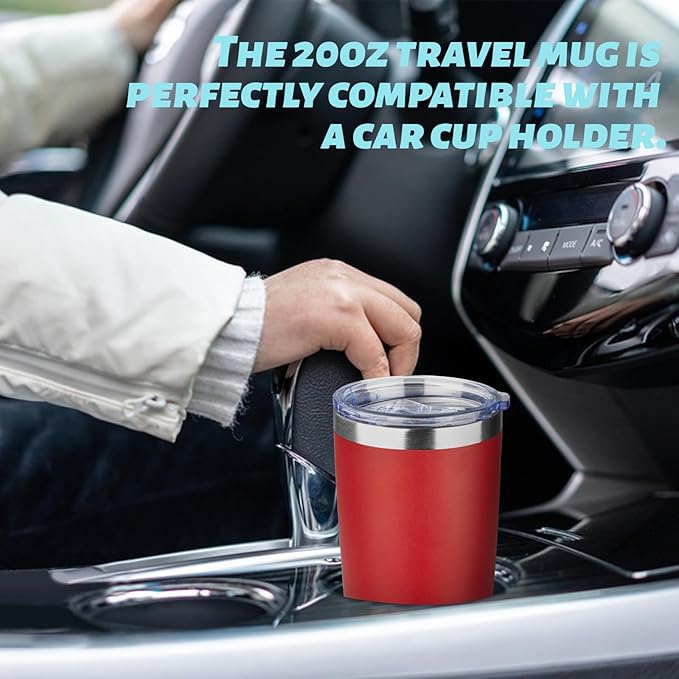 20oz Tumbler with Straw and Brush, Stainless Steel Vacuum Insulated tumbler, Double Wall Insulated Coffee Tumbler for Outdoor, Home, Travel,Office (Bright Red,4pcs)