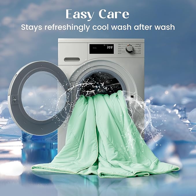 Dream Valley® Outlast® Deepsleep Cooling Comforter, Full/Queen Size, NASA-Grade Space Technology Cooling Blanket for Hot Sleepers Night Sweats, Q-Max > 0.45 Aerocool™ Breathable, Mint Macaron, 90"x90"