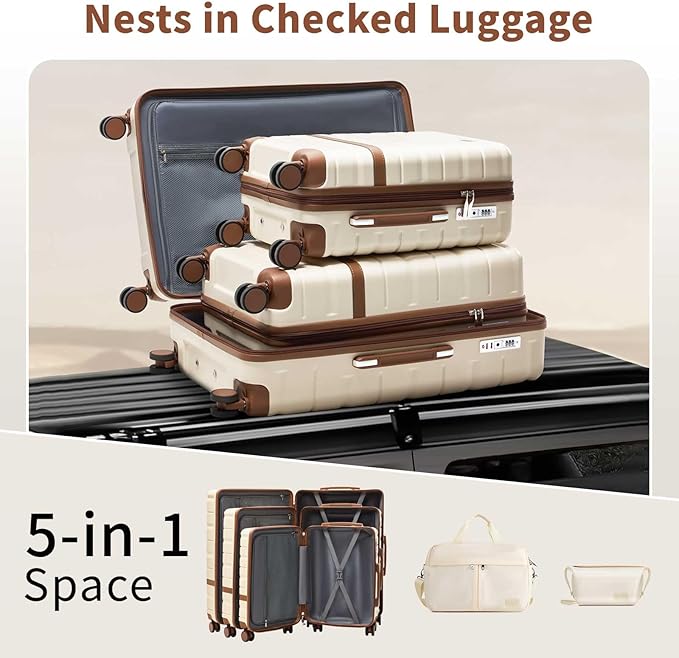 Luggage Sets 3 Piece with TSA Lock Hardside PC+ABS Carry On Suitcase with Spinner Wheels Lightweight Rolling Travel Luggage Sets with YKK Zippers (Dark Green)