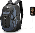 Swissdigital Design Laptop Backpack with USB Charging Port, TSA Travel Backpack Fits 15.6 inches Computer, 31L College School Backpack for Men, Haze Blue/Black | SD803
