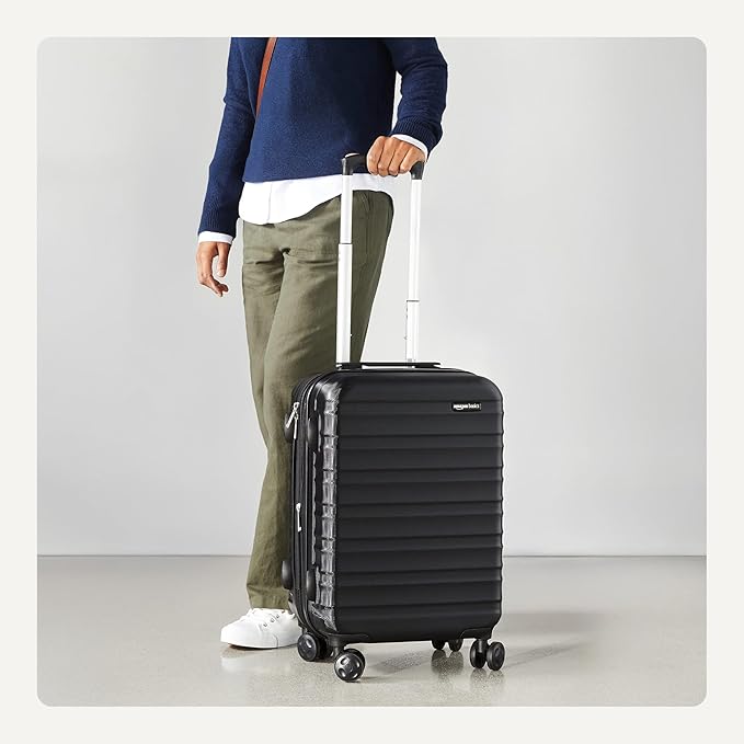 Amazon Basics 26" Hardside Medium Checked Luggage, Hardshell Suitcase With Wheels, Expandable For Up to 15% More Space, With Scratch-Resistant Surface, Four Multi-directional Wheels, Black
