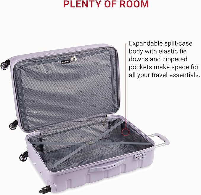 SwissGear 7366 Hardside Expandable Luggage with Spinner Wheels, Evening Haze, Checked-Large 27-Inch