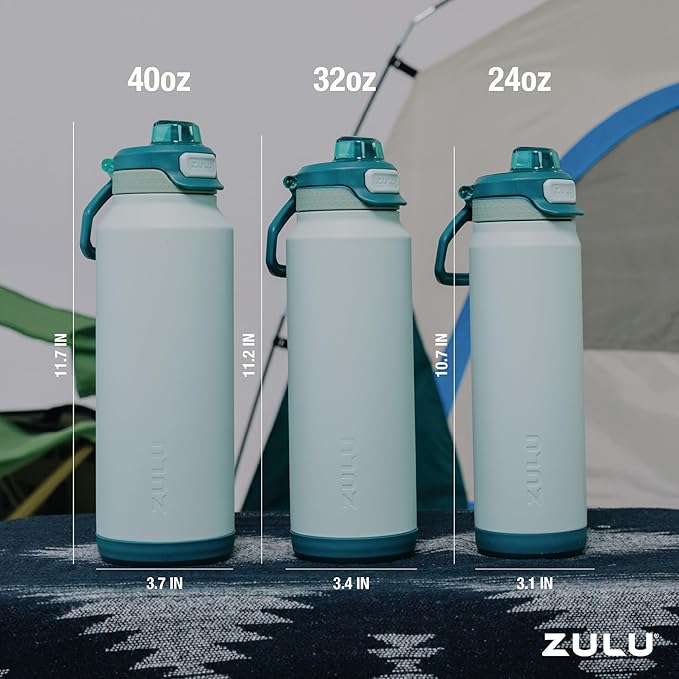 ZULU Powerfill Pro 40oz Stainless Steel Water Bottle with Quick Fill Lid, Triple Walled Vacuum Insulated Metal, Leak Proof Locking Lid, Sip and Chug, Reusable BPA Free, Amethyst
