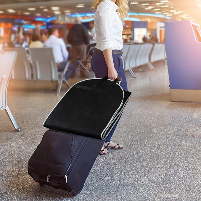Zilink 43" Garment Bag Suit Bags for Travel with Pockets Breathable Dress Suit Cover for Storage with PVC Card Holder, Black