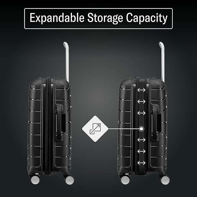 Samsonite Freeform 24-Inch Medium Luggage with Dual 360° Spinner Wheels - Checked Suitcase - TSA Lock, Airline-Approved - Durable Polypropylene Expandable Hardshell for Lightweight Travel - Black