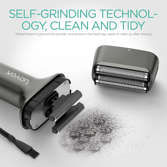 VOYOR Foil Shaver Electric Razor for Men 3 in 1 Shavers for Men with Double Foil Wet & Dry Face Shaver Lightweight Handheld Smooth Shave IPX6 Washable USB-C Rechargeable Travel Razor TX310 (Gray)