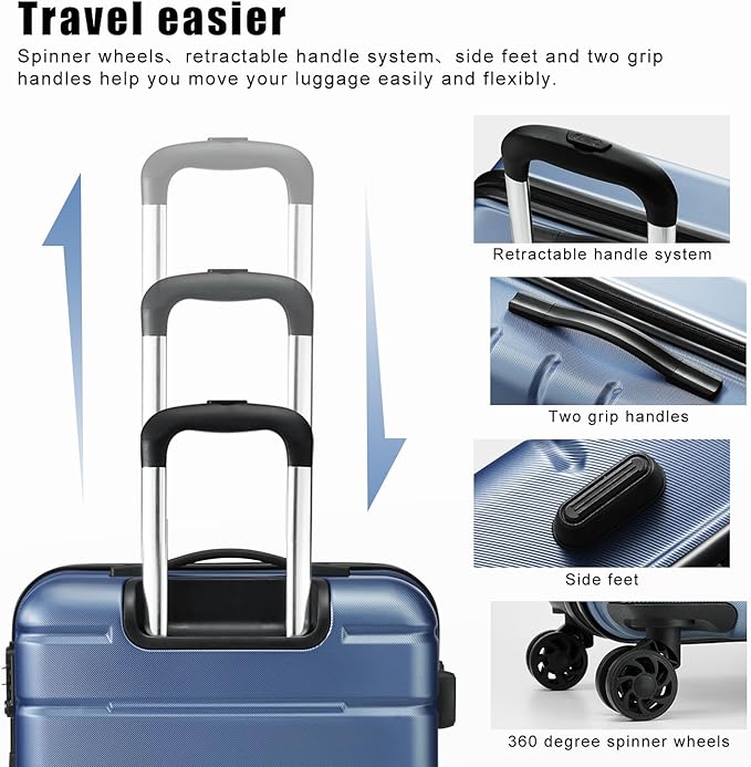 Coolife Luggage Suitcase Carry-on Spinner TSA Lock USB Port Expandable (only 28’’) Lightweight Hardside Luggage (Purple, L(28in))