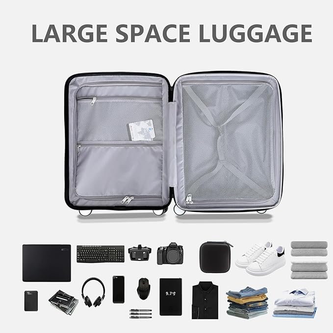 Luggage Sets 2 Piece, 20/28 Inch Lightweight Expandable PC Hardside Durable Suitcases with Spinner Wheels & TSA Lock, Champagne