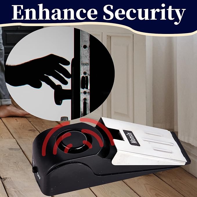 Door Stop Alarm, Door Stopper with 120DB Security Alarm, Floor Wedge Doorstop for Travel Apartment Home House (Pack of 4)