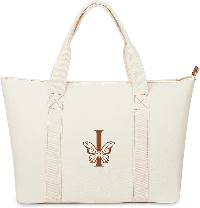 AW BRIDAL Monogram Canvas Tote Bag for Chrismas, Bridal Shower, Retirement, Birthday Gifts for Women Mom Wife Sister Friends
