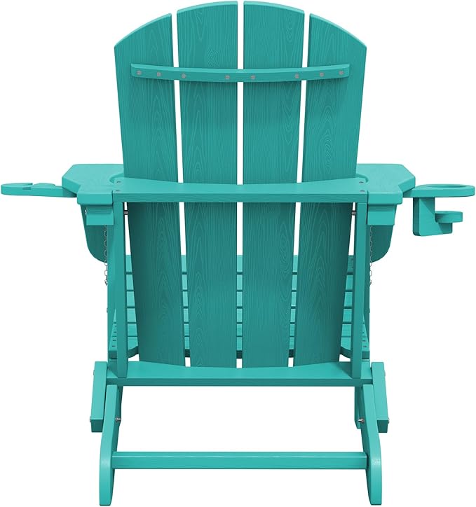 SERWALL Adirondack Chair with Cup Holders - Composite Adirondack Chairs Set of 6 HDPE Outdoor Chairs All Weather Use- Aruba