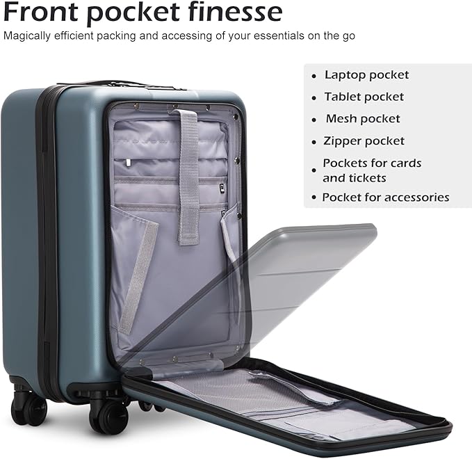 Coolife Luggage Suitcase Piece Carry On ABS+PC Spinner Trolley with pocket Compartmnet(Sakura pink, 20in(carry on))