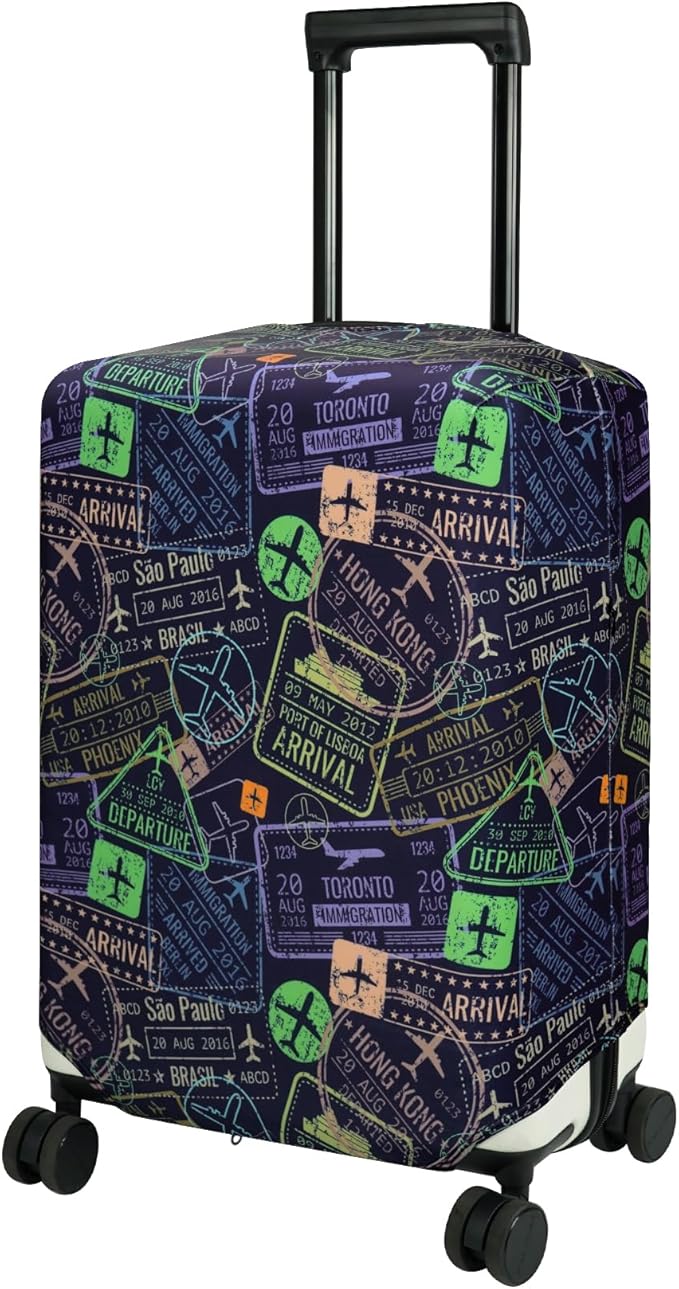 HYPER VENTURE Washable Luggage Cover - Fashion Suitcase Protector Fits 18-22 Inch Luggage (Urban Passport, S)