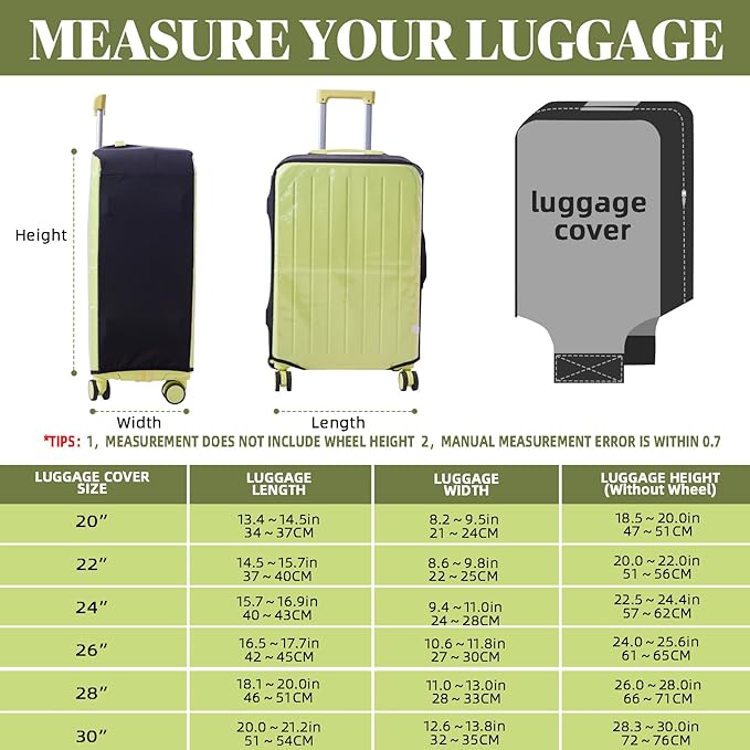 Clear Luggage Cover Protectors For Suitcases,Elastic Transparent waterproof PVC Suitcase Covers Protector Fit 20-30 Inch wheeled Luggage (26")