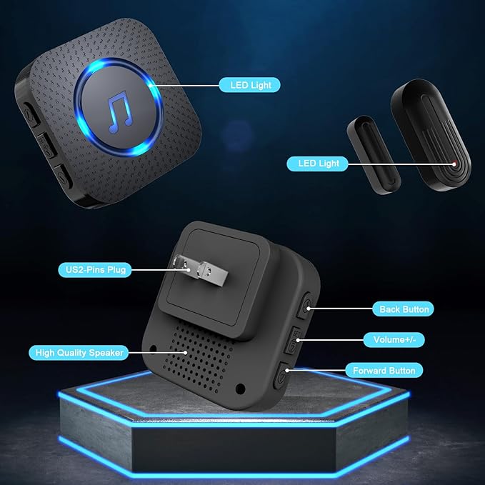 SanJie Door Sensor Chime for Door Opens, Door Entry Chime for Business/Home/Office/Store,600 FT Range,55 Chimes 5 Adjustable Volume Door Ringer Alert Alarm 1 Receivers +3 Sensors