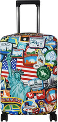 Explore Land Travel Luggage Cover Suitcase Protector Fits 23-26 Inch Case (Statue of Liberty, M)