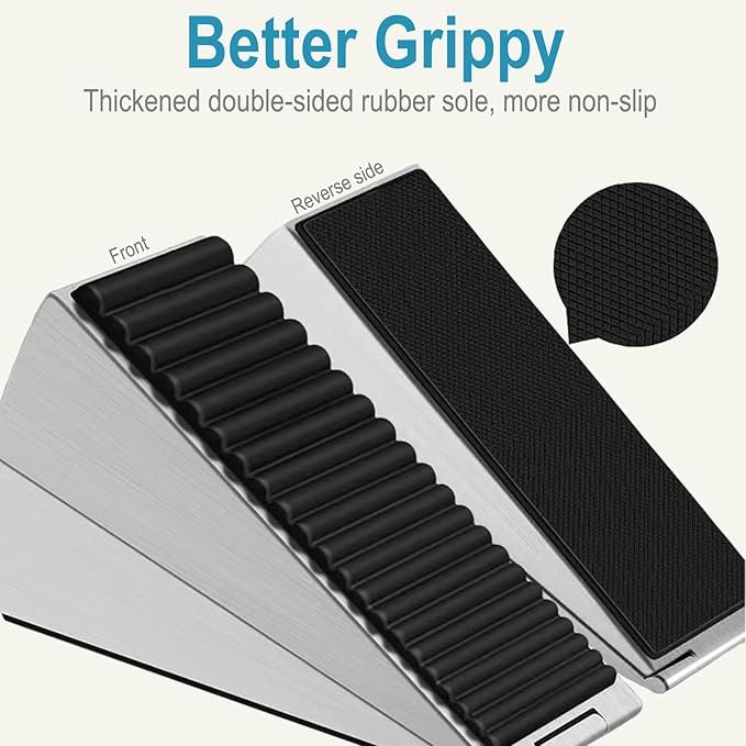 Spring Large Door Stopper - 2 Pack Heavy Duty Door Stopper Wedge, Tall Door Stoppers for Bottom of Doors, Door Stop Rubber Strong Grip, 3 Inche High Metal Doorstop Suits Any Heavy Door