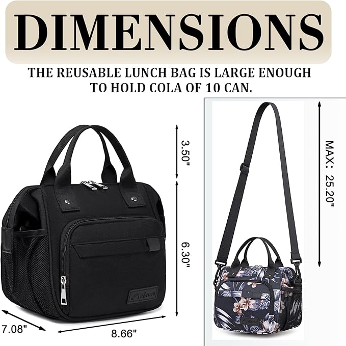 Hibiscus Small Lunch Bag Lightweight Insulated Lunch Box for Women Work Portable Soft Cooler for Picnic Travel Road Trips, Loncheras para Mujer