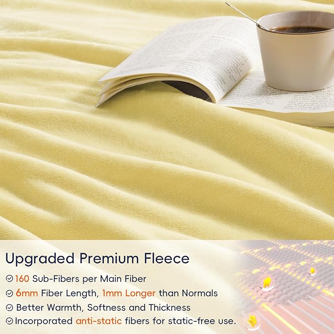 PHF Ultra Soft Fleece Blanket King Size, No Shed No Pilling Luxury Plush Cozy 300GSM Lightweight Blanket for Bed, Couch, Chair, Sofa Suitable for All Season, 108" x 90", Yellow