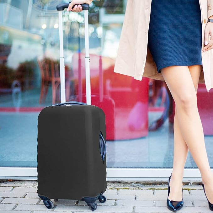 20 Inch PVC Luggage Protector Covers for TSA Approved Clear Suitcase Cover Protector Transparent Luggage Protective Cover Set (Black, Suitable for 19"-20")
