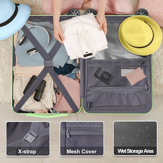 Krute Luggage Sets 2 Pieces PC+ABS Hardshell Suitcase with Spinner Wheels TSA Lock Carry On Suitcase Set 20+28 Inch Luggages