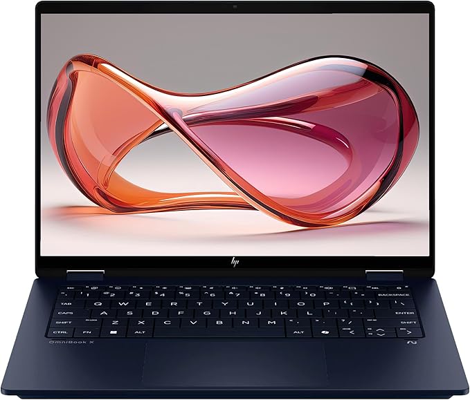 HP OmniBook X Flip 2-in-1 Copilot+ Laptop, Intel Ultra 7-256V, 16 GB LPDDR5x RAM, 1 TB PCIe SSD, 14" 2K (1920x1200) Touchscreen, Intel Arc 140V, Backlit Keyboard, W11 Pro, Atmospheric Blue