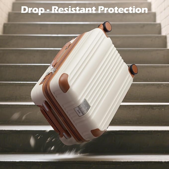 Luggage Set 3 Piece Luggage with PC+ABS Hardshell TSA Lock Spinner Wheels Carry on Lightweight Suitcase，Cup Holder,YKK Zippers (Green, 5 piece sets(20/24/28/DB/TB))