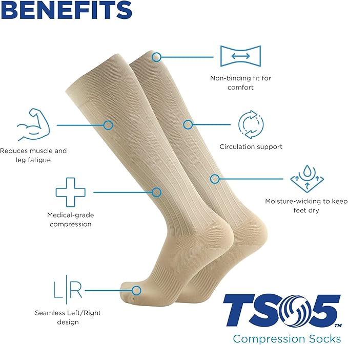 Medical Grade Compression Socks for Men & Women 15-20 mmHg by OrthoSleeve (Pink w/Stripes, Large)