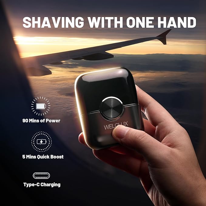 Electric Foil Shavers for Men: Upgraded Mini Electric Razor for Beard - 4 Floating Blades & Big LED Display - 2 Gears Adjustable Face Razor with IPX7 Waterproof for Travel & Home, USB Type C