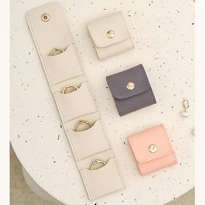 Mini Travel Jewelry Bag, 2025 New Travel Jewelry Case Organizer, Portable Foldable Compartment Auxiliary Mini Travel Jewelry Roll Bag With Buckle For Small Jewelry Earrings, Rings, Necklaces (G)