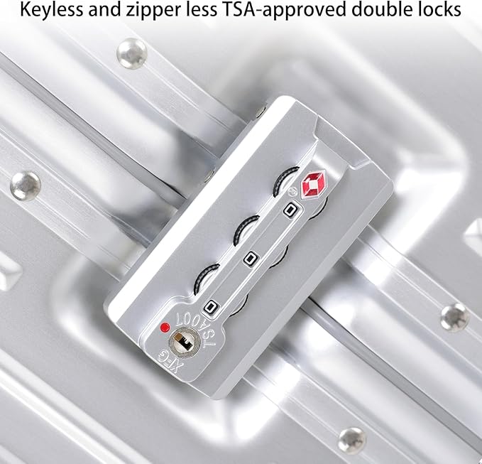 Metal All Aluminum Carry-on Luggage TSA Customs Lock Zipperless Silent Rotary Wheel Business Suitcase Aluminum Frame Set (red, 26 '')
