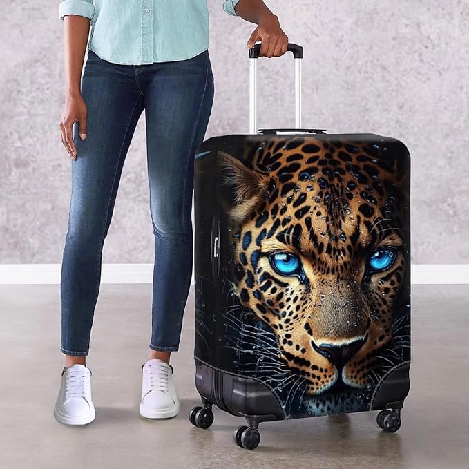 Cool Laopard Luggage Cover Universal Fit 30-32 Inch Luggage with Zipper Anti-Slip Elastic Spandex Luggage Covers Protector Scratch Resistant Travel Suitcase Cover Washable Baggage Cover