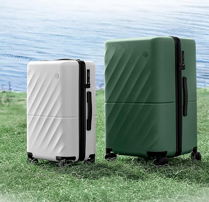 Trunk Luggage 22 Inch, Small Checked Luggage with Double Spinner Wheels, Anti-Burst Zipper, Hard Case PC Suitcase, Lightweight Travel Luggage, TSA Approved (Pearl White, Hudson)