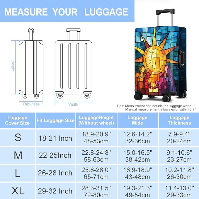 Luggage Cover Washable Suitcase Protector Anti-scratch Suitcase cover Fits 20-34 Inch Luggage (Sun, M(24-26inch suitcase))