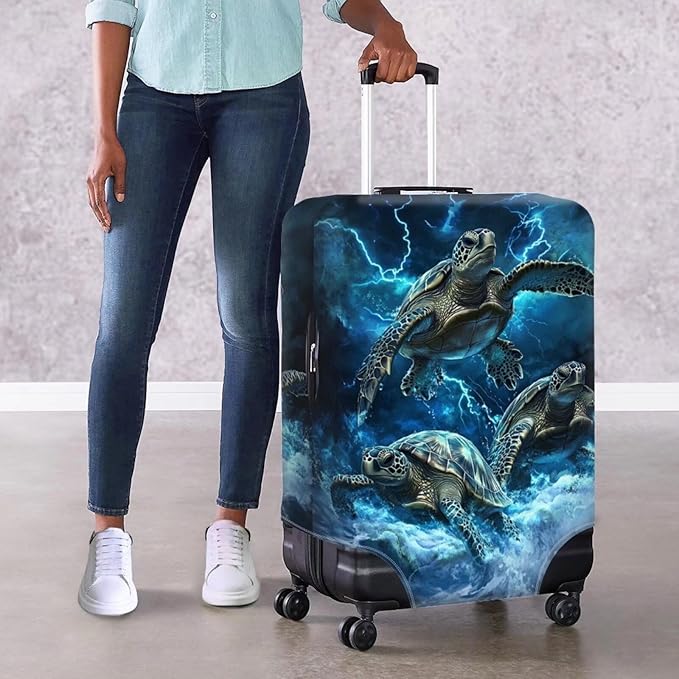 Sea Turtle Suitcase Cover Fits 30-32 Inch Luggage with Zipper Anti-Scratch Spandex Luggage Cover Washable Stretchable Travel Suitcase Covers for Luggage Universal Baggage Cover(Size XL)