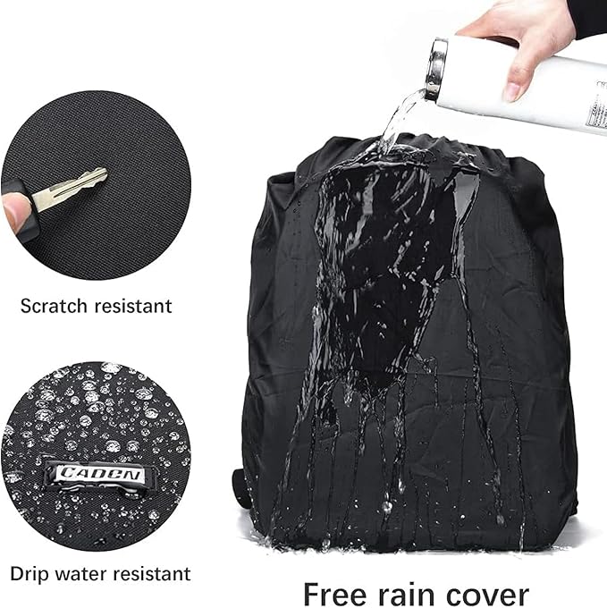 CADeN Camera Backpack Bag for DSLR/SLR Mirrorless Camera Waterproof with 15.6 inch Laptop Compartment, USB Charging Port, Tripod Holder, Rain Cover, Camera Case Compatible for Sony Canon Nikon Black L