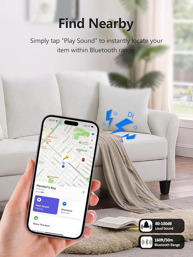 Tracker Tags, Item Finder Work with Apple Find My (iOS Only), Tracking Device Locator Smart Tag for Luggage, Keys, Wallet, Bike, Pets, Bags (Pink, 1 Pack)