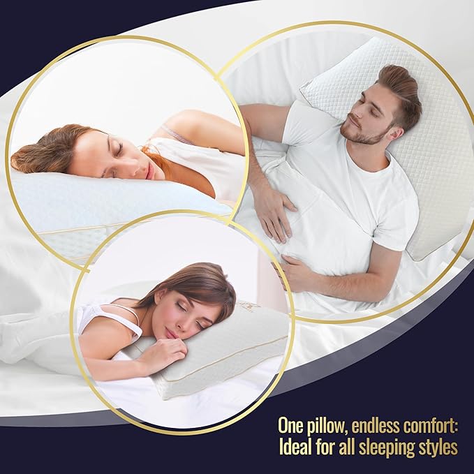 Royal Therapy Queen Memory Foam Pillow, Adjustable Shredded Odor-Free Pillow for Neck & Shoulder Pain Relief, Support for Back, Stomach, Side Sleepers, AirFlowPRO