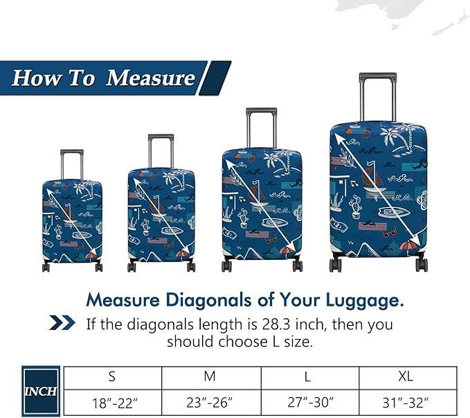 HYPER VENTURE Washable Luggage Cover - Fashion Suitcase Protector Fits 27-30 Inch Luggage (Hawaii Beach, L)