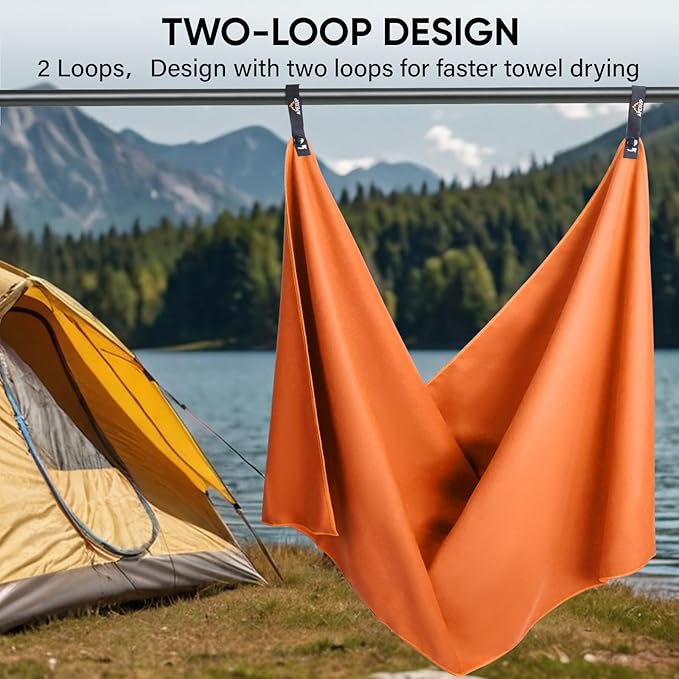 APEXUP Microfiber Travel Towel, Ultra Absorbent Quick Dry Towels, Lightweight Gym Sports Camping Towel for Workout, Yoga, Beach, Shower, Swimming (24"×12", Orange)