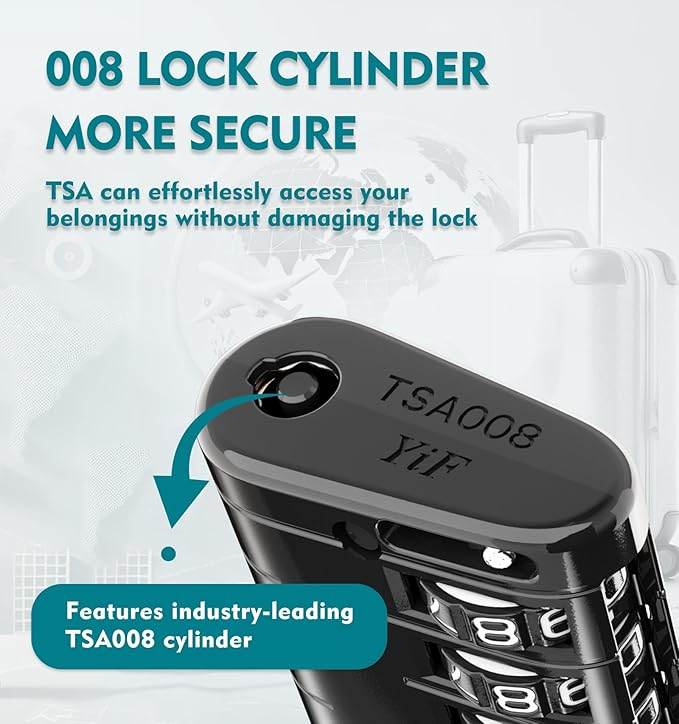 ANVIL TSA Approved Luggage Locks – High Security TSA008 Combination Travel Locks with Inspection Indicator for Suitcases and Backpacks. (8, Black)