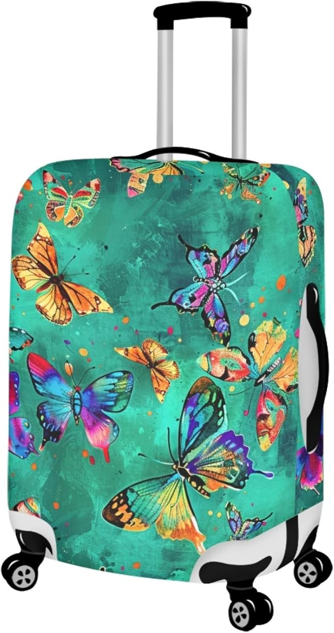 Butterflies Print Baggage Covers for 26-29 Inch Anti Scratch Luggage Protector for Women Girls Boys Non Slip Spandex Suitcase Cover Colorful Luggage Cover