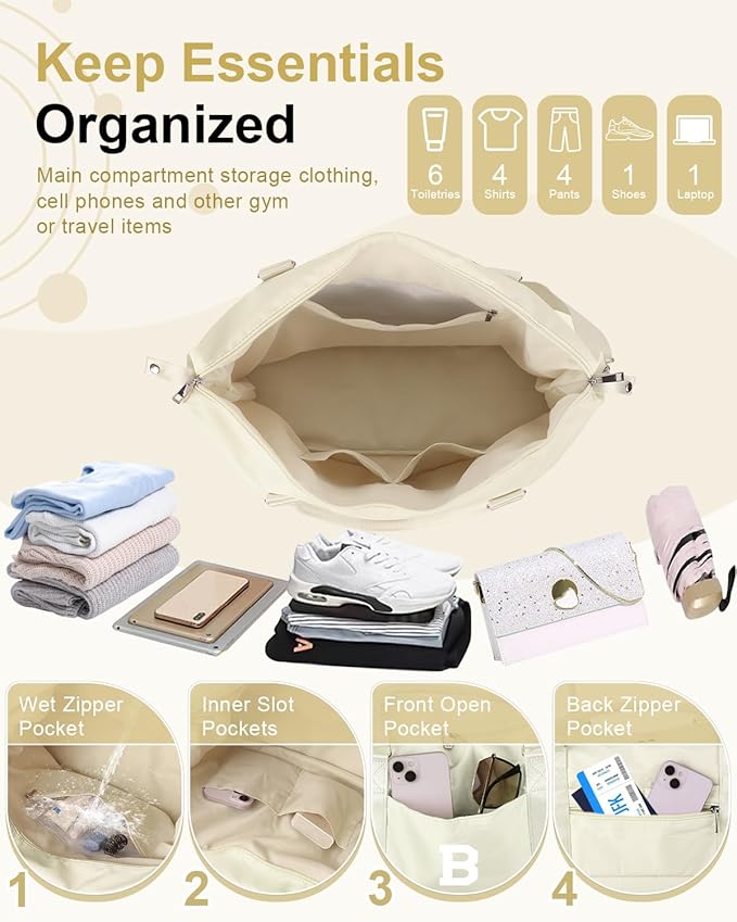 Initial Travel Duffel Bag Sports Gym Bag for Kids Teen Birthday Gifts,Beige Personalized Weekender Bag Carry On Dance Bags for Women Men,Waterproof Monogram Overnight Bag with Trolley Sleeve(Letter B)