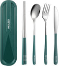 Travel cutlery set, 18/8 stainless steel cutlery, Reusable utensils set with case, Portable Silverware Lunch Box for Camping and Office