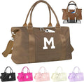 Birthday Graduation Gifts for Daughter,Initial Travel Duffel Bag Sports Gym Bag for Girls Teen Kids Birthday Gifts,Personalized Weekender Bag Carry On Tote Bags Cute Overnight Bag for Women(Brown, M)