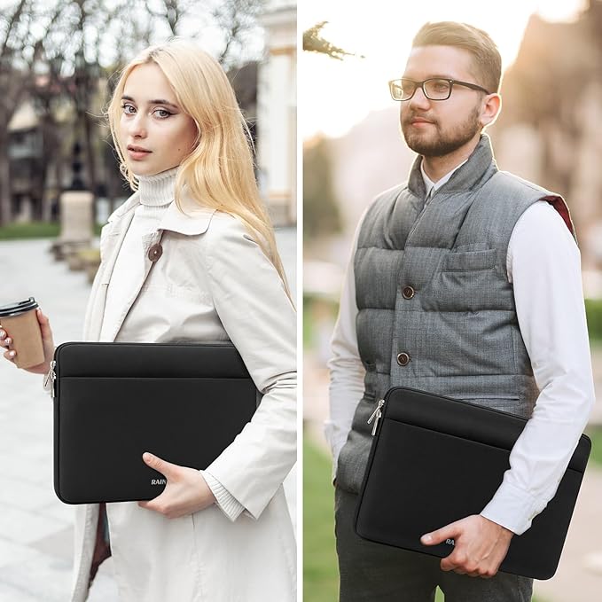 RAINYEAR Laptop Sleeve Case 17 Inch, Protective Portable Case with Front Pocket, Briefcase Handbag Computer Carrying Bag Laptop Bag Compatible for HP/Dell/Lenovo/Asus/Acer, Black