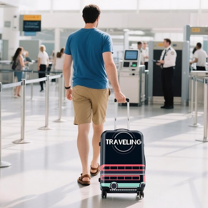 WUJIAONIAO Travel Luggage Cover Baggage Suitcase Cover Protector Skins 18-32 Inch (TRAVELING, M (for 22-24 inch luggage))