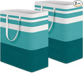HomeHacks 2-Pack Large Laundry Basket, Waterproof, Freestanding Laundry Hamper, Collapsible Tall Clothes Hamper with Extended Handles for Clothes Toys in the Dorm and Family (Green, 100L)