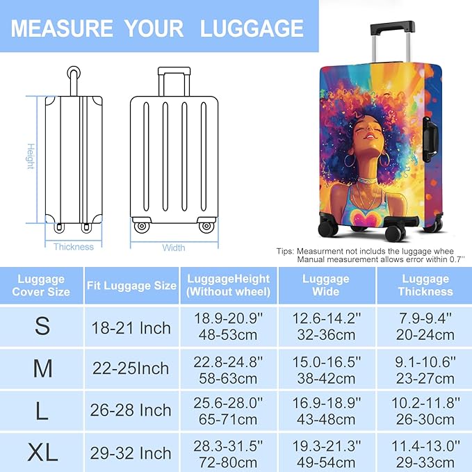 Luggage Cover Washable Suitcase Protector Anti-scratch Suitcase cover Fits 20-34 Inch Luggage (Girl-1, S(20-22inch suitcase))