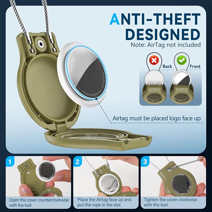 Waterproof Airtag Holder,4 Pack Airtag Case with Secure Lock,Airtags Keychain for Apple Airtag,Anti-Lost Protective Case Air tag Accessories for GPS Tracker Luggage,Bag,Key,Pet-Brown/Brown/Green/Green